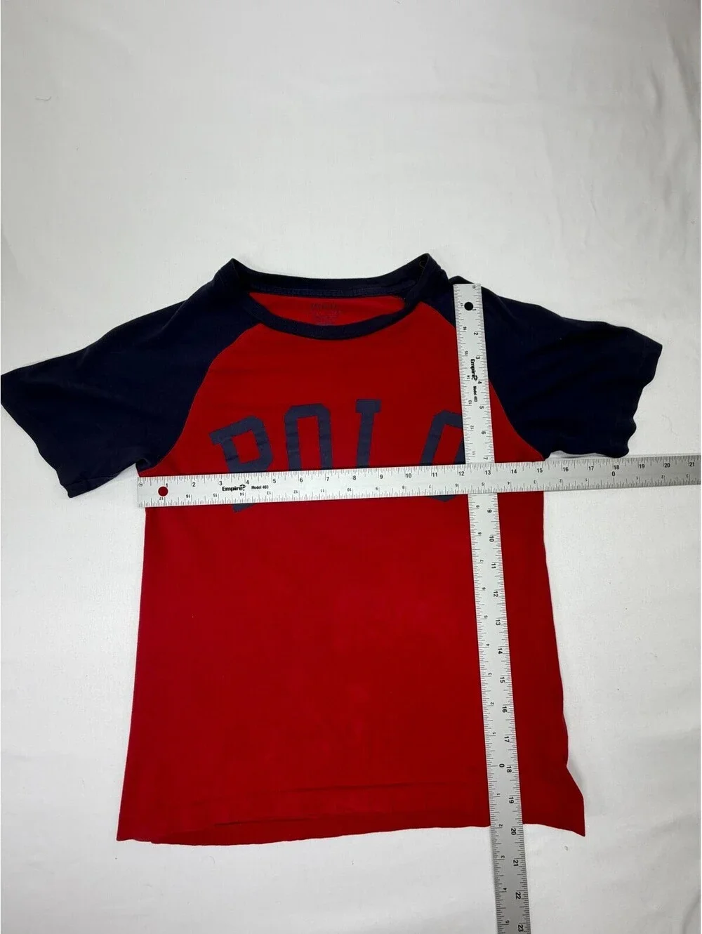 Polo Ralph Lauren Boy's T-Shirt Short Sleeve Cotton Colorblock Size S Red Blue